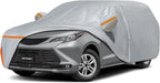 Car Cover for 2003-2026 Toyota Sienna Minivan, Waterproof Custom-fit All Weather Sun Rain UV Dust Snow Protection Outdoor Sienna Full Car Cover with Door Zipper and Cotton Lining-Gray
