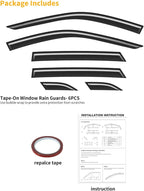 6pcs Outside-Mount Window Rain Guards Fit for 2024 2025 2026 Chevy Chevrolet Trax, Extra Durable Window Visors Wind Deflector Dark Smoke Vent Shades Car Tape-on 6-pcs with Thicker