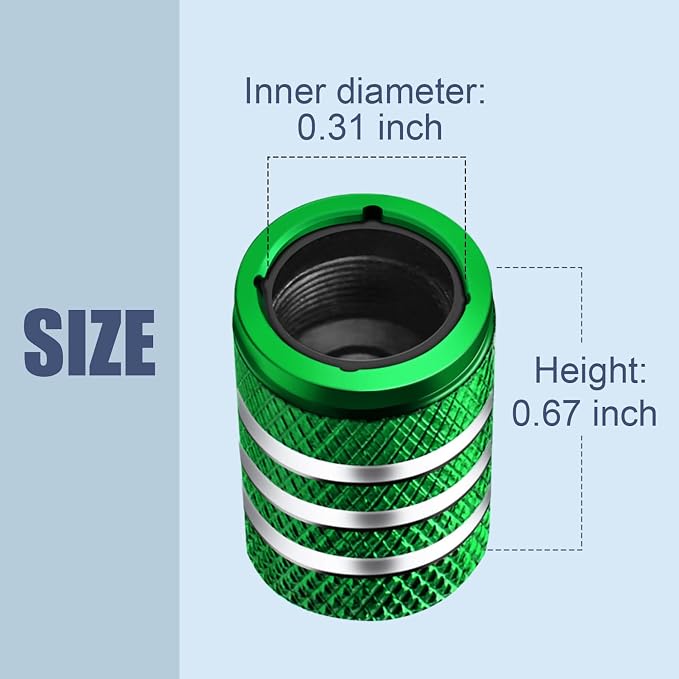 Tire Valve Stem Caps Cover - (5 Pack) Tire Air Caps Metal with Plastic Liner Corrosion Resistant Leak-Proof Dog Paw Print for Car Truck Motorcycle Bike Green