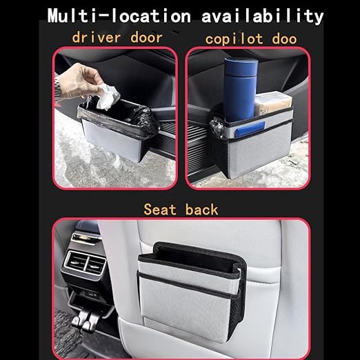 Car Trash Can, Foldable Multifunctional Hanging Storage Box Trash Can with a Roll of Garbage Bag, Multi Pocket Design Suitable for Car, Home, and Office Car Trash Cans (Black)