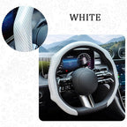 Car Steering Wheel Cover with Comfort Grip, 14.5-15" Carbon Fiber Laser Non-Slip Steering Wheel Protector, Cool Stylish Auto Interior Decor Accessories, Universal for Van SUV Sedan (White)