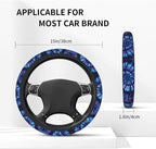Tie Dye Blue Purple Steering Wheel Cover Car Accessories Cute for Women Girls Girly Universal 15 Inch Neoprene Auto Interior Decor Anti Slip Car Truck Protector