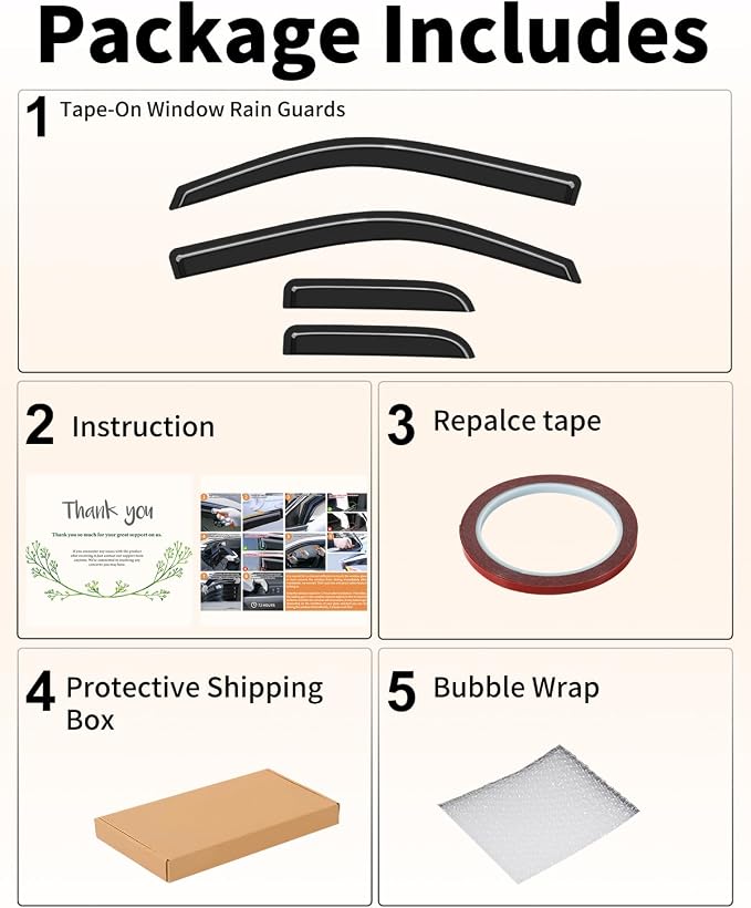 Extra-Thick Window Rain Guards Fit for 2004-2014 Ford F150 Extended Cab/SuperCab Rain Guard Truck Window Deflectors Side Window Visors Vent Shades Tape-on Vent Visors Car Accessories