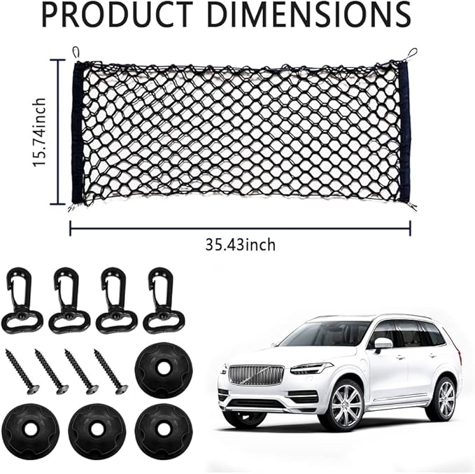 Car Rear Cargo Net with Good Elasticity&Tensile Strength Trunk Organizer for SUV Truck,Ideal Keeps Overlanding Accessories,Car Camping Accessories (M(35.43' x15.74''))