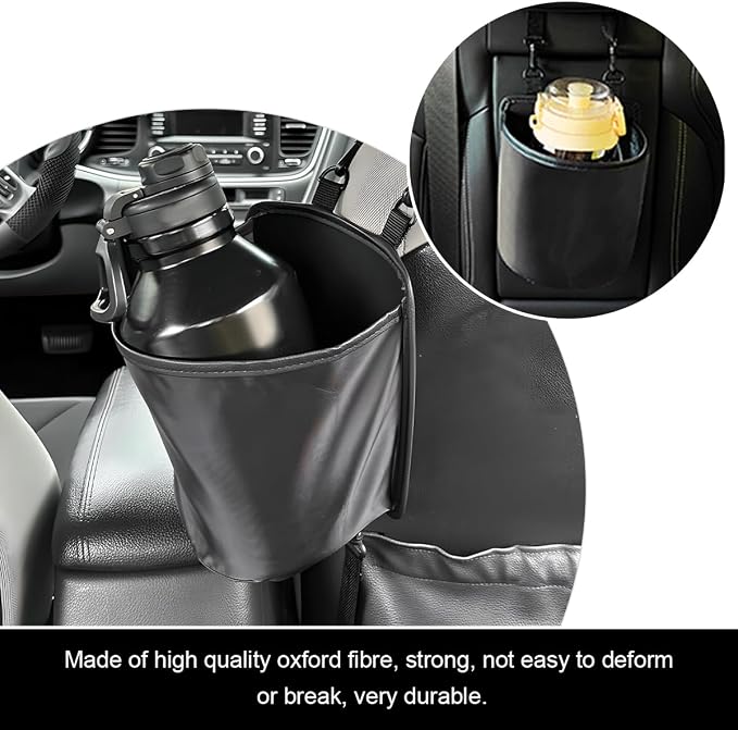 Yourkar Car Seat Side Large Cup Holder Expander Adapter Bag, Auto Seat Storage Hanging Bag for Water Bottle Cup and Drink, Multifunctional Auto Interior Organizer with Waterproof Liner