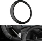 Bling Car Steering Wheel Cover, 15 Inch Rhinestones Soft Leather Elastic Steering Wheel Protector, Sparkly Crystal Diamond for Women, Car Interior Accessories for Most Cars (Grey)
