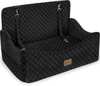 Dog Car Seat for Medium/Large Dogs - Reversible Dual-Sided Travel Dog Car Bed with Memory Foam, Washable Pet Booster Seat for Do gs up to 55 lbs or 2 Small Dogs, 2 Safety Leashes, Black