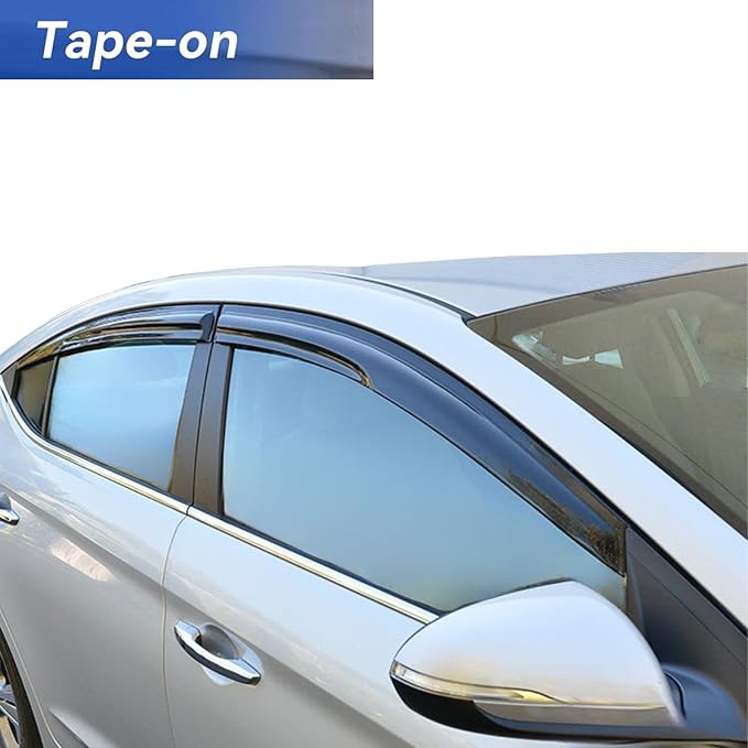 Outside Mount Rain Guards for 2017-2020 Hyundai Elantra,Smoke Tint Window Deflectors Visors,Fits Elantra 17-20,No Drill Easy Installation,Keep Rain Out & Reduce Noise,4-Piece Set