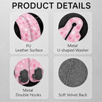 Cute Pink Paw Car Seat Back Storage Headrest Hooks for Purses & Bags – 2PCS PU Leather Dual Metal Hooks, Backseat Organizer Accessories