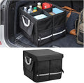 Car Trunk Organizer with Lid, Multi-Compartment Waterproof Vehicle Trunk Storage Box with Reinforced Handle, Foldable Automotive Cargo Container Organizer, Universal for Vehicles