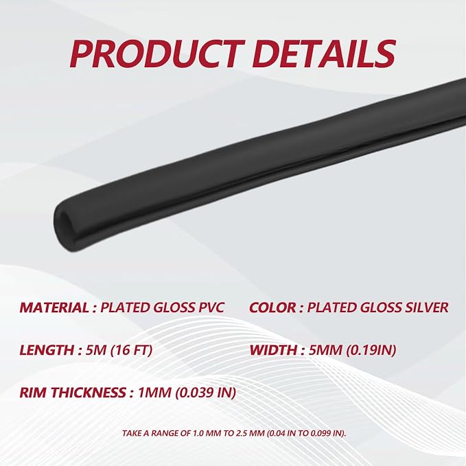 16FT (5M) Car Door Edge Protector, Universal U Shape Trim Molding Rubber Seal Protector with Fits Most Cars (Black)