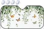 Windshield Sun Shade Botanical Leaf Butterfly Watercolor Car Front Window Sunshade Cover for Truck SUV Blocks UV Rays Automotive Visor Interior Protector 55 x 30 inch
