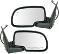 2 Piece Driver and Passenger Side Mirror Assembly Set Manual Folding Electric Adjustment Heated No Memory Black Compatible with 1999-2002 Chevrolet Silverado 1500 GMC Sierra 1500