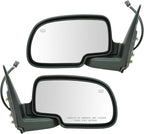 2 Piece Driver and Passenger Side Mirror Assembly Set Manual Folding Electric Adjustment Heated No Memory Black Compatible with 1999-2002 Chevrolet Silverado 1500 GMC Sierra 1500