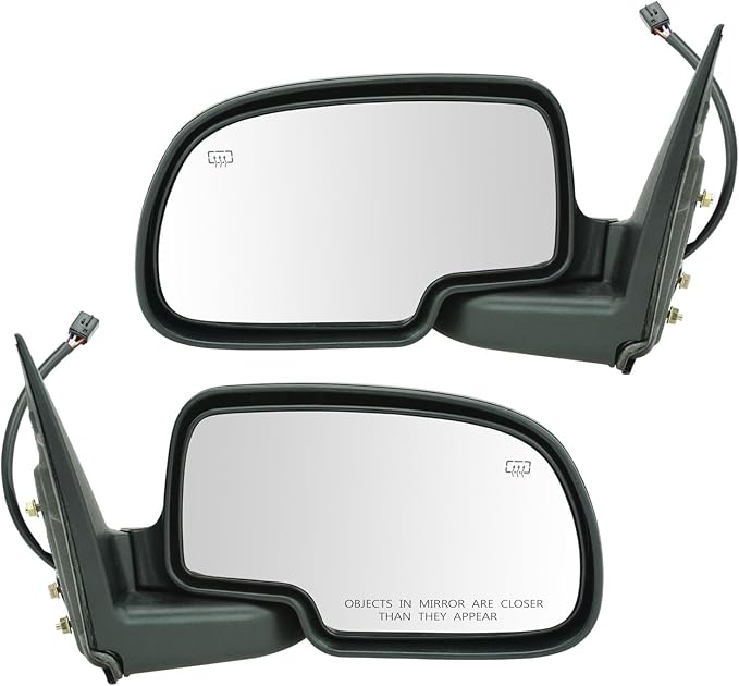 2 Piece Driver and Passenger Side Mirror Assembly Set Manual Folding Electric Adjustment Heated No Memory Black Compatible with 1999-2002 Chevrolet Silverado 1500 GMC Sierra 1500