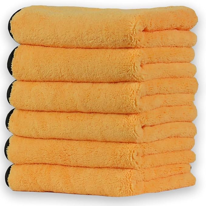 Professional Grade Microfiber Towels for Car, 16" x 24", 6 Pack, 440 GSM