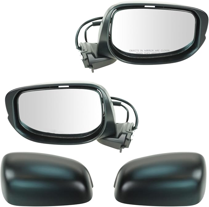 2 Piece Driver and Passenger Side Mirror Assembly Set Electric Adjustment Heated No Memory Black Compatible with 2009-2014 Honda Fit HO1320246 HO1321246