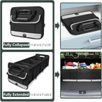 Trunk Organizer - 95L Extra Large Capacity SUV Cargo Storage, Collapsible Waterproof Design with Non-Slip Bottom & Retractable Straps, Car Organizers for SUV, Truck, Sedan