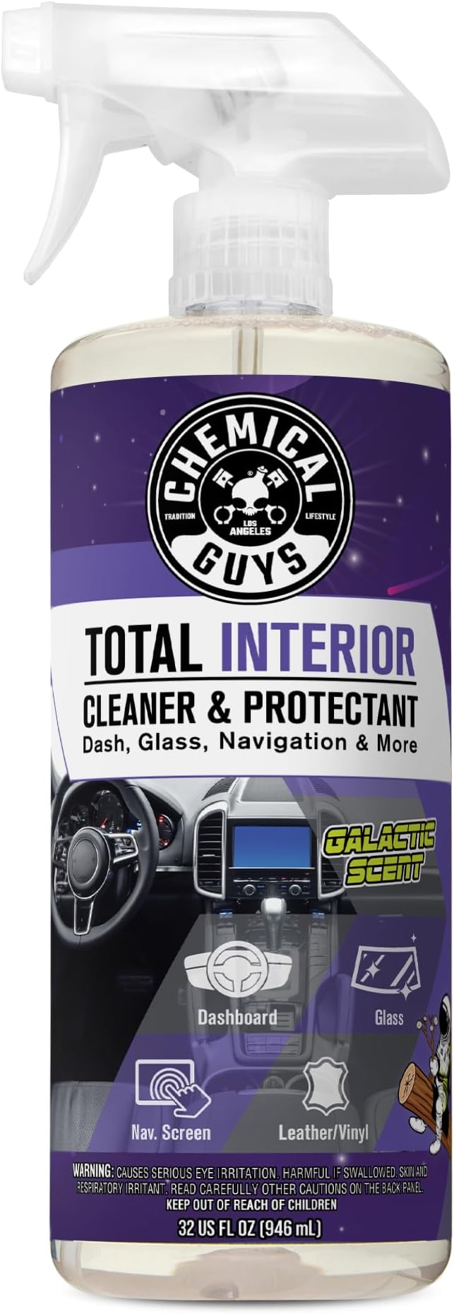 Total Interior Cleaner & Protectant - 32 oz Galactic Scent All-in-One Car Interior Cleaner for Dash, Seats, Carpet, Glass, Vinyl, Leather, and Plastic - Cleans & Protects Every Surface