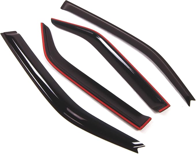 WD2-087M Dark Smoke 4 Pcs Set Window Visor (Outside Mount) Deflector Rain Guard Compatible with 2005-2008 Dodge Magnum