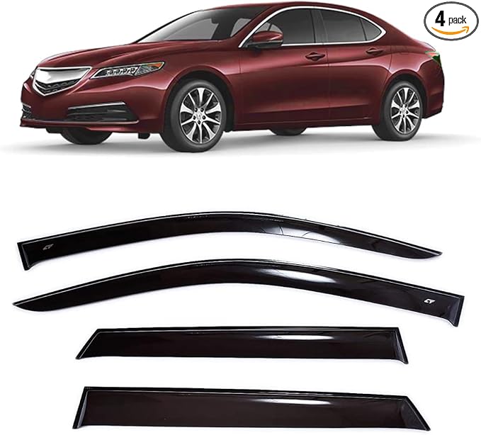 Tape-On Windows Visor 4-Piece for 2015-2020 Acura TLX Rain Guards Shield Shade Smoke