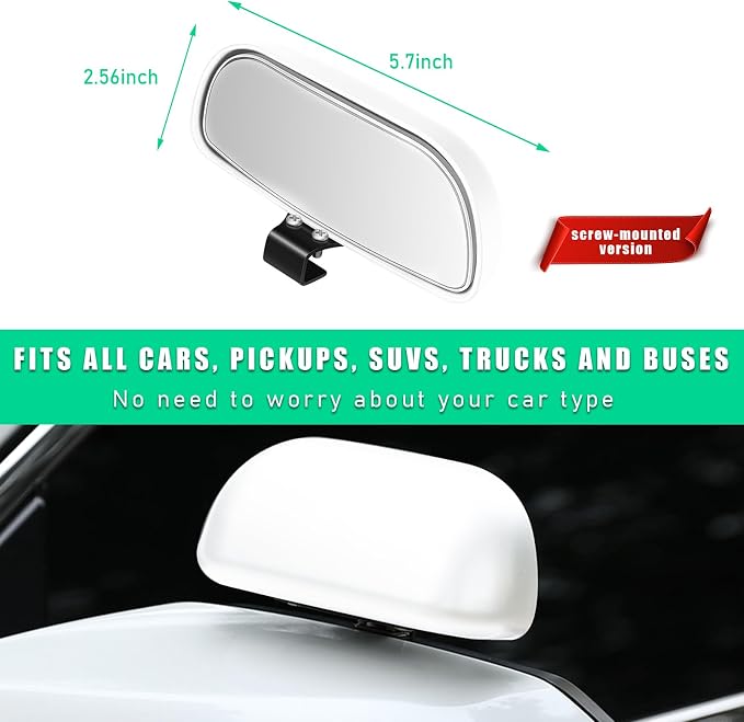 Blind Spot Car Mirror, Adjustable 360 Rotation Auxiliary Convex Wide Angle Mirror, Auto Snap-On Clip for Car, Truck, SUV (White)
