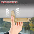 Sunglasses Holder for Car Sun Visor, Leather Auto Eyeglasses Storage Case with Hidden Magnetic Closure, Universal Protective Glasses Organizer Box, Visor Accessories for Woman Man (Beige)