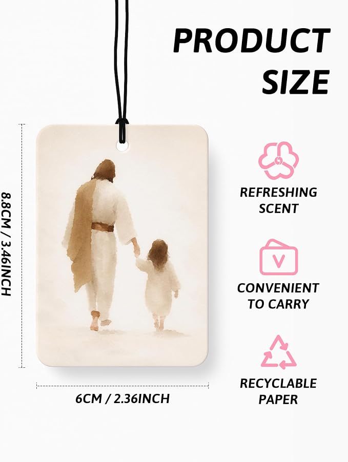 Jesus Air Freshener 4 Pcs, Neutral Christian Jesus Sheep Girl Bible Verse Hanging Air Freshener for Cars Closet Drawer Books, Scripture Religious Car Accessories Mirror Decor for Women