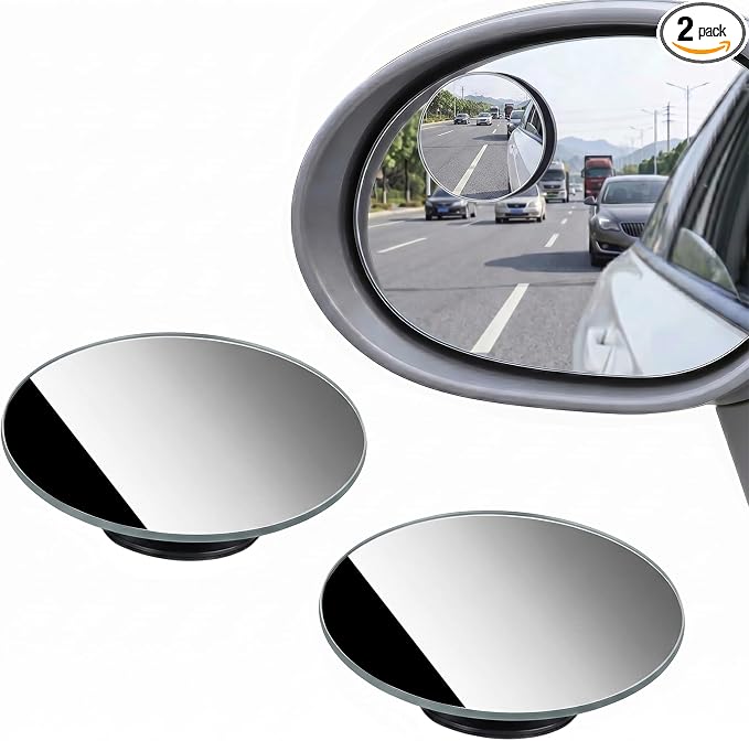 2 Pack Blind Spot Mirror for Car, 2 Inch Round HD Glass Frameless Convex Mirrors, 360° Adjustable Wide Angle Stick On Rear View Side Mirror for Cars SUV Trucks