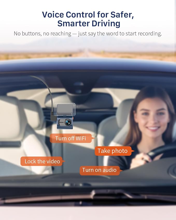 2K Dash Cam for Cars with Voice Control - Stealth Display Tiny Dashcam Front Included 32GB Micro SD Card, Super Night Vision, 1296P QHD, G-Sensor, Built in WiFi & App Car Camera