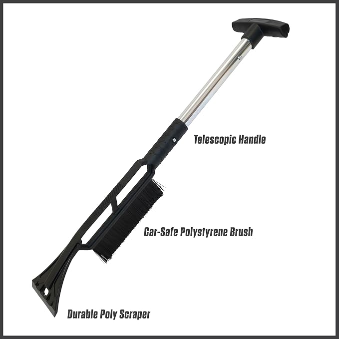 3-in-1 Emergency Shovel for Car or Truck, Foldable with Ice Scraper, Ice Brush, Compact Storage for Vehicle or Hiking, Use in Snow, Dirt, Ice, or Gravel