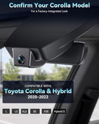 4K UHD STARVIS 2 Dash Cam for Toyota Corolla, Front Camera with Loop Recording, Gravity Sensor, WiFi & App, Plug & Play