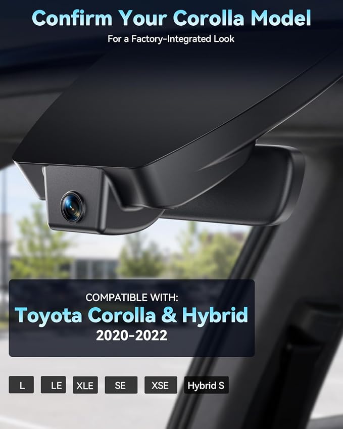 4K UHD STARVIS 2 Dash Cam for Toyota Corolla, Front Camera with Loop Recording, Gravity Sensor, WiFi & App, Plug & Play