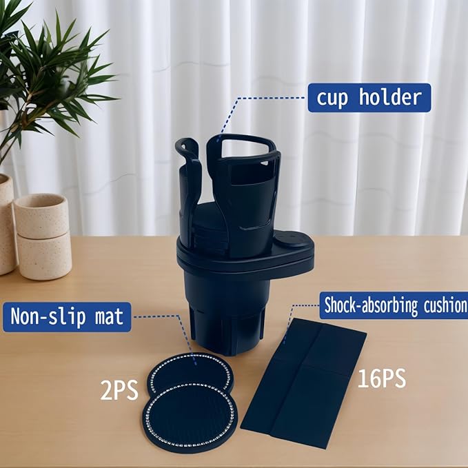 Car Cup Holder Expander，VIVURA 2-in-1 Multifunctional Car Cup Holder, Dual Cup Storage, Compatible with Hydro Flask, Yeti, Nalgene, 32/40 oz Large Bottle Drink Cups