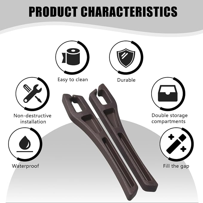 Car Seat Gap Filler, 2PCS Crevice Blocker Stopper Between Vehicle Seat Console, No Drop Automotive Fill Crevice Guard Interior Accessories, Universal for SUV Truck Sedan (Brown)