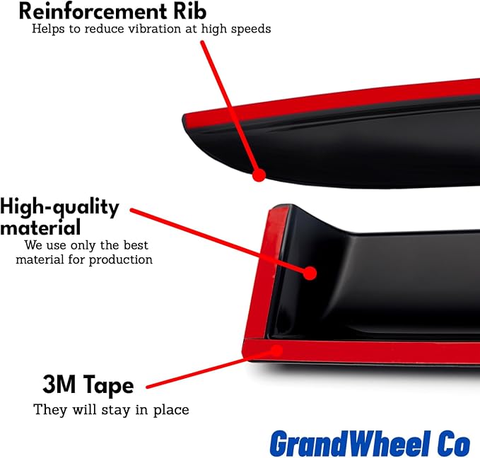 GrandWheel Window Deflectors Smoke Tinted Tape-On Side Window Vent Visor Deflectors Rain Guards Compatible with Escape 2020-2026 - 6pcs. GW0242