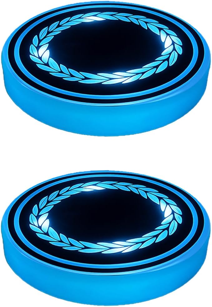 Mandark LED Car Cup Holder Lights, 2PCS Waterproof 7 Colors Changing Vehicle USB Charging Coaster Pad, Auto Interior Atmosphere Lamp Cup Mat Accessories, Universal for SUV Sedan Truck (Olive Strip)