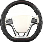 D-Shaped Car Steering Wheel Cover, 14.5-15" Anti-Slip Steering Wheel Protector with 3D Honeycomb Massage Grip, Comfortable Sporty Auto Interior Decor Accessories, Universal Fit (Black)
