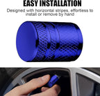 Tire Valve Stem Caps - (4 Pack) Premium Metal Air Caps with Plastic Liner, Durable, Corrosion Resistant and Leak-Proof, Universal Fit for Cars, Trucks, Motorcycles, and Bikes - Blue