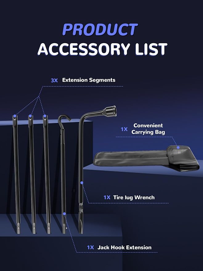 Spare Tire Tool Kit with Spare Tire Jack Handle and Wheel Lug Wrench Compatible with 2003-2021 Ram 1500 2019 Ram 1500 Classic 2020-2021 Gladiator Spare Tire Removal Tool Kit