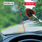 Windshield Cleaning Tool, Car Window Cleaner with Extendable Long Handle and 4 Washable Reusable Microfiber Pads, Auto Interior Exterior Auto Glass Wiper for Windshield, Universal for Most Cars (Red)