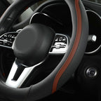 Car Steering Wheel Cover, Leather Steering Wheel Cover Brown Universal 14.5-15 Inch Microfiber Leather Anti-Slip Breathable Auto Steering Wheel Covers for Men Women (Brown)