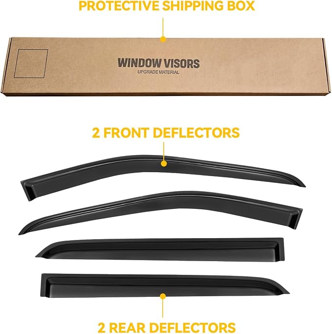 Window Visor for 2018-2024 Nissan Kicks, Out-Channel Rain Guards Shields Vent Deflector Shade Wind Dark Smoke Ventshade Ventvisor for 18-24 Kicks 2019 2020 2021 2022 2023, Tape-On Outside-Mount, 4PCS