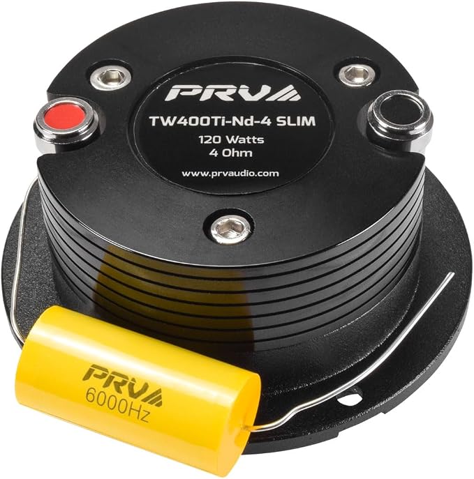 Bullet Super Tweeters Neodymium, 3 Inch PRV Tweeter Black TW400Ti-Nd-4 Slim 240 Watts 4 Ohm, Easy to Mount, 3 Inch Speaker Replacement (2 Tweeters)