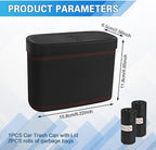 Car Trash Can with Lid, Car Trash Bin, Leakproof Vehicle Garbage Can with 30PCS Garbage Bags, Waterproof Auto Hanging Dustbin Storage Bag Container Accessories Fit SUV Office Home (Black-1PCS)