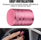Tire Valve Stem Caps - (4 Pack) Premium Metal Air Caps with Plastic Liner, Durable, Corrosion Resistant and Leak-Proof, Universal Fit for Cars, Trucks, Motorcycles, and Bikes - Pink