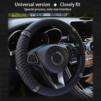 Microfiber Leather Steering Wheel Cover with Anti-Slip Lining Universal Car Accessory for Steering Wheel with a Diameter of 14.5-15 inch (Black)