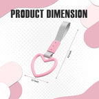 2PCS Heart Shaped Car Handle Straps, Rear Bumper Warning Keychain Ring for Car Exterior Accessories (Pink-Silver)