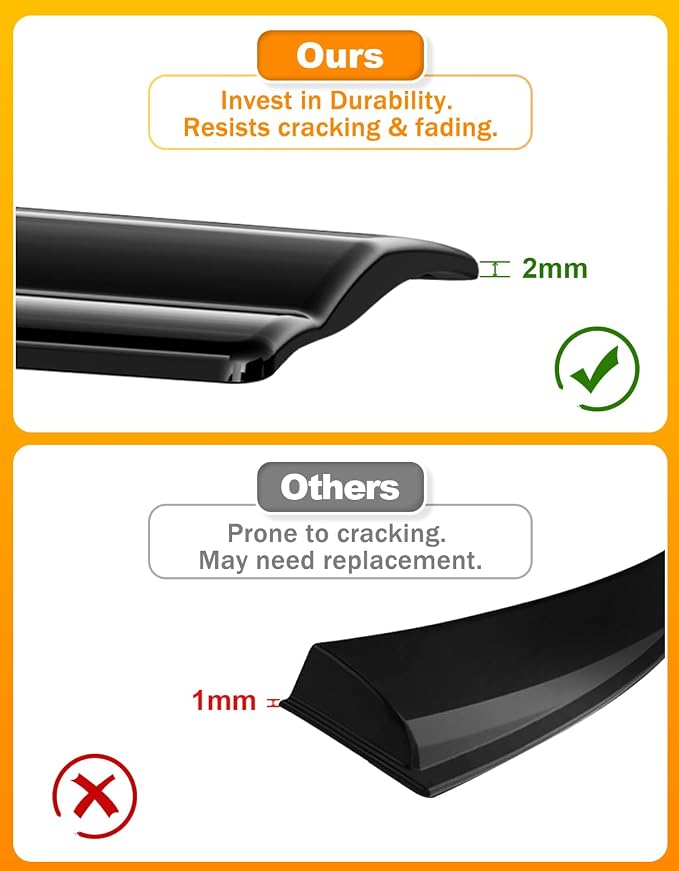 Low-Profile Window Rain Guards Fit for 2018-2026 Wrangler JL 4-Door,4-pcs Rain Guard Side Window Visors Extra-Thick Vent Visor Window Deflectors Tape-on Vent Shades Car Accessories