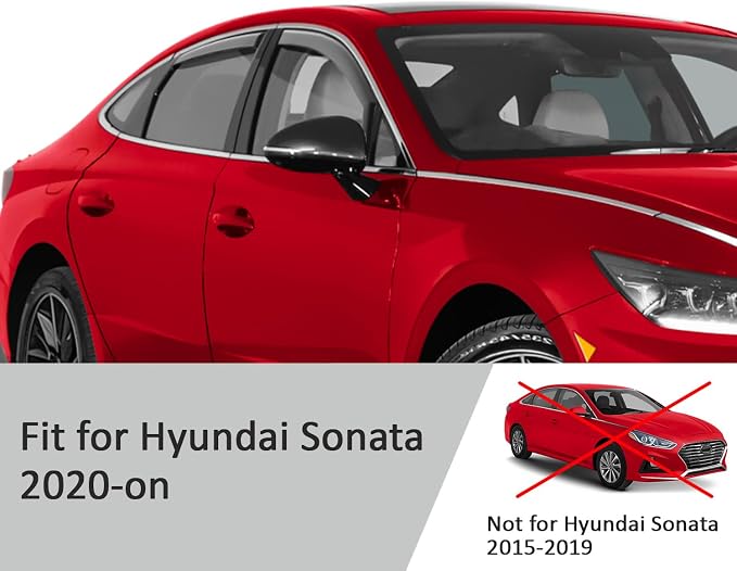 Voron Glass in-Channel Extra Durable Rain Guards for Hyundai Sonata 2020-2026, Window Deflectors, Vent Window Visors, 4 Pieces - 200934